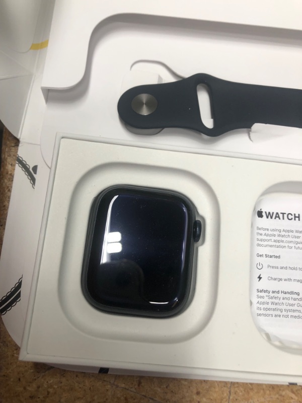 Photo 4 of **UNABLE TO TEST**
Apple Watch Series 9 [GPS 41mm] Smartwatch with Midnight Aluminum Case with Midnight Sport Band M/L. Fitness Tracker, Blood Oxygen & ECG Apps, Always-On Retina Display Midnight Aluminum Case with Midnight Sport Band 41mm S/M - fits 130–