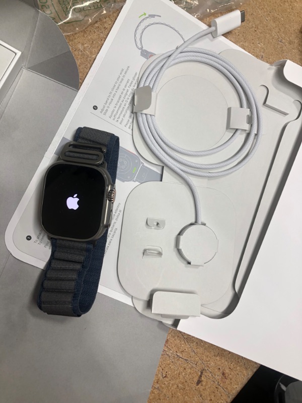 Photo 5 of **NEEDS TO BE CHARGED**
Apple Watch Ultra 2 [GPS + Cellular 49mm] Smartwatch with Rugged Titanium Case & Blue Alpine Loop Medium. Fitness Tracker, Precision GPS, Action Button, Extra-Long Battery Life, Carbon Neutral Titanium Case with Blue Alpine Loop Me