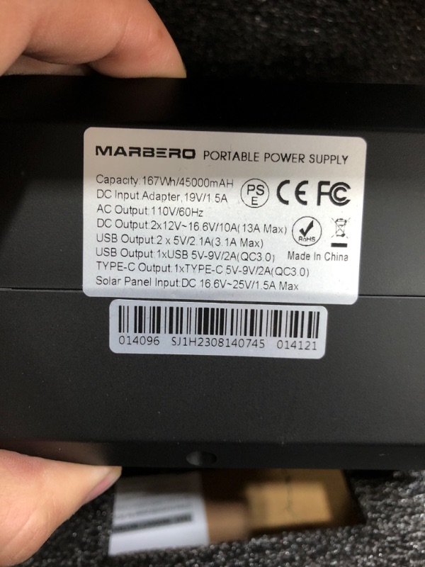 Photo 1 of MARBERO Portable Power Station 200W Peak Solar Generator 167Wh Camping Battery Power Supply with 110V AC Outlet 2 DC Ports 4 USB Ports LED for CPAP Travel Fishing Camping Hunting Blackout Emergency M168/100W/167WH