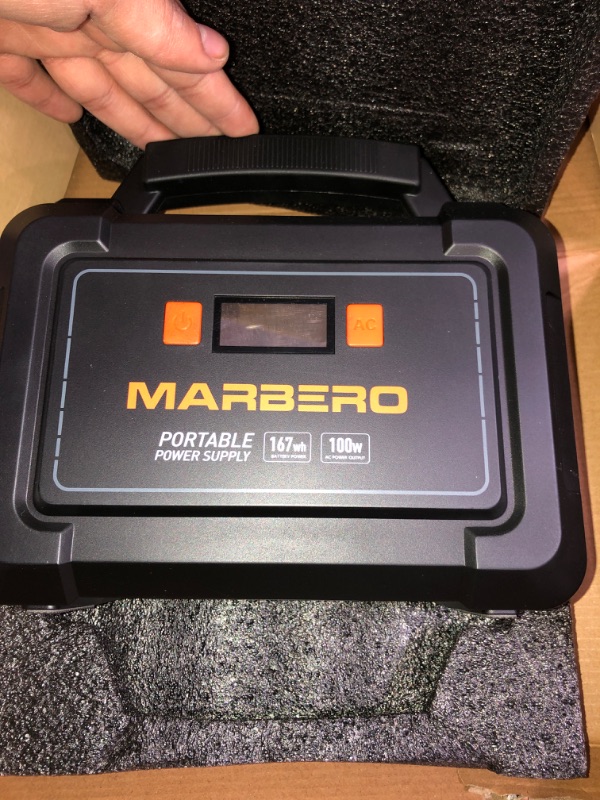 Photo 2 of MARBERO Portable Power Station 200W Peak Solar Generator 167Wh Camping Battery Power Supply with 110V AC Outlet 2 DC Ports 4 USB Ports LED for CPAP Travel Fishing Camping Hunting Blackout Emergency M168/100W/167WH