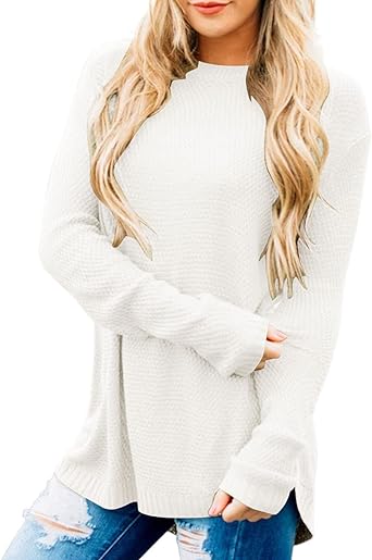 Photo 1 of LEANI Women’s 2024 Long Sleeve Crew Neck Pullover Sweater Loose Casual Soft Knit Jumper Tops- XLARGE 
