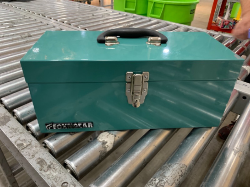 Photo 2 of 16" Portable Steel Heavy-duty Tool Box 18-Gauge with Metal Latch and Handle Green