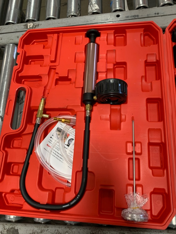 Photo 1 of ZJERYL GULL 28pcs Universal Radiator Pressure Leak Tester Kit Automotive Vacuum Type Cooling System Kit for Motorcycle Car Truck (Red 28pc)