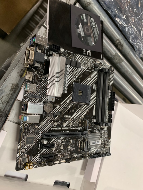 Photo 2 of ASUS Prime B550M-A WiFi AMD AM4 (3rd Gen Ryzen™) Micro ATX Motherboard (PCIe 4.0, WiFi 6, ECC Memory, 1Gb LAN, HDMI 2.1/D-Sub, 4K@60HZ, Addressable Gen 2 RGB Header and Aura Sync)