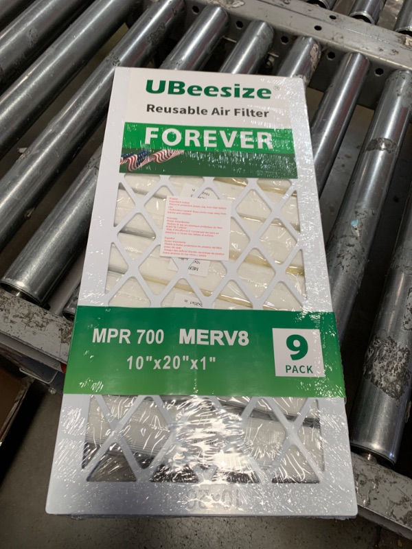 Photo 2 of UBeesize New Reusable Air Filter 10x20x1 (9-Pack) MERV 8 MPR 700 AC/HVAC Furnace Air Filters (Actual Size: 9.50 x 19.50 x 0.75 Inches) 1x Reusable Plastic Frame+9 x Filter Replacements 10x20x1 1 frame + 9 Filters MERV8