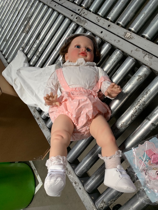 Photo 3 of Angelbaby Big Reborn Realistic Baby Doll Reborn Toddler Girl 26 Inch Real Life Newborn Silicone Doll Lifellike Weighted Cute Princess Babies That Look Real Children Doll for Girl Boy Toys White/Pink