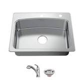 Photo 1 of 33 in. Drop-In Single Bowl 20 Gauge Stainless Steel Kitchen Sink with Pull-Out Faucet