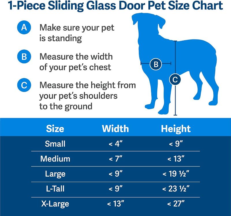 Photo 3 of (NON-REFUNDABLE) PetSafe 1-Piece Sliding Glass Pet Door for Dogs & Cats - Adjustable Height 75 7/8" to 80 11/16" X-Large, White, No-Cut Install, Aluminum Patio Panel Insert, Great for Renters or Seasonal Installation 80 11/16" (adjustable height from 75 7