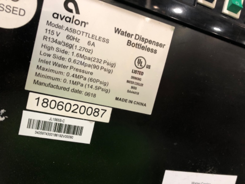 Photo 1 of **SEE NOTES**Avalon A5 Self Cleaning Bottleless Water Cooler Dispenser, UL/NSF/Energy star, Stainless Steel, full size full size Dispenser