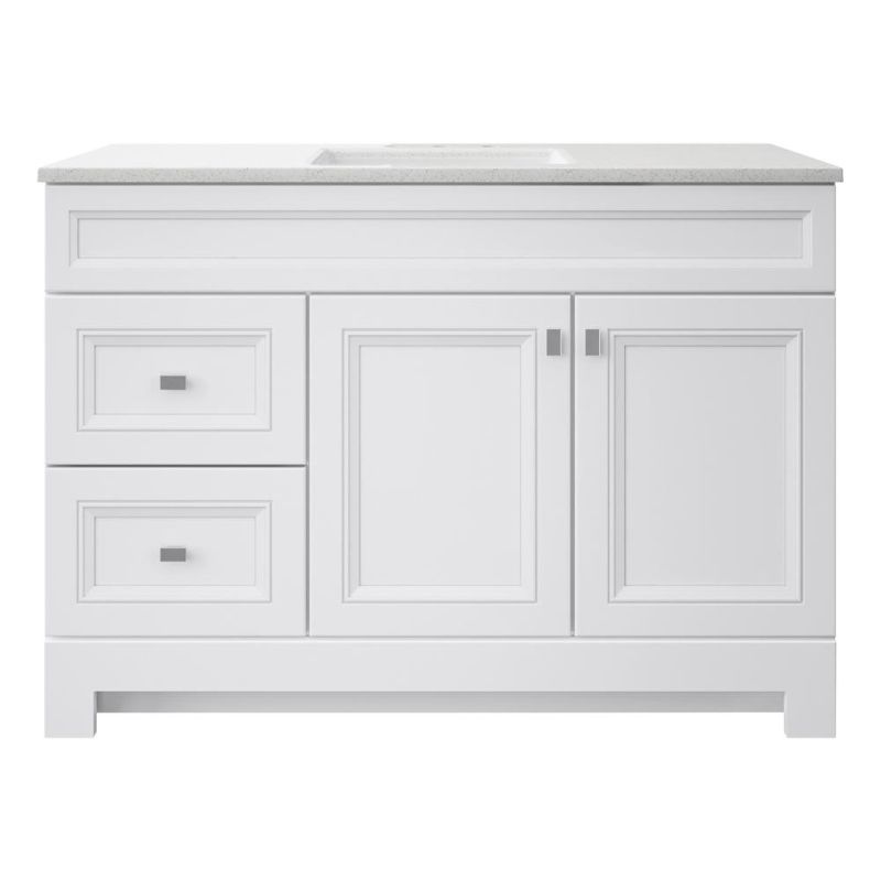 Photo 1 of **SEE NOTES**Home Decorators Collection Sedgewood 48.5 in. W X 18.75 in. D X 34.375 in. H Single Sink Bath Vanity in White with Arctic Solid Surface Top
