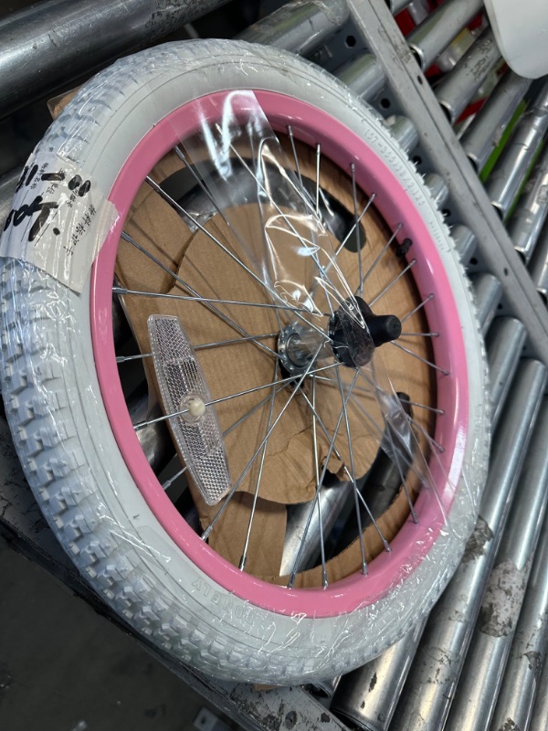 Photo 1 of JOYSTAR 18 Inch Kids Bike Front Wheels Replacement with Solid Air Rubber Tire and Inner Tube, Bicycle Bike Wheels Don't Fit with Huffy Bike, Black & White White 18 Inch