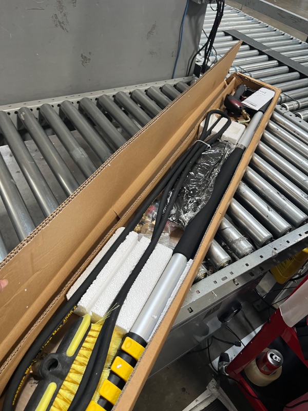 Photo 1 of RAYNEL 24FT Telescoping Pressure Washer Extension Wand with Brush Head, 2 Power Washer Extension Wands, Gutter Cleaner Attachment, 7 Spray Nozzle Tips, Support Belt and 2 Hose Adapters