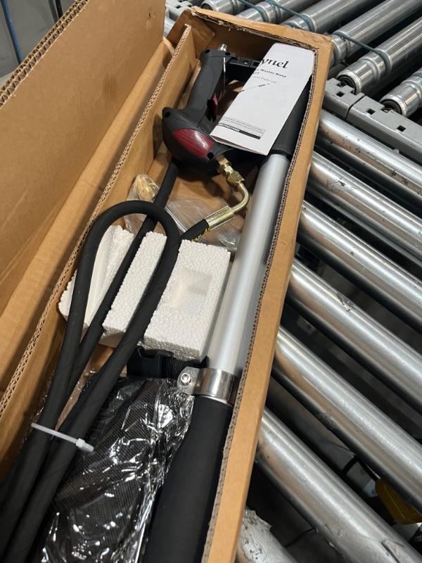 Photo 1 of RAYNEL 24FT Telescoping Pressure Washer Extension Wand with Brush Head, 2 Power Washer Extension Wands, Gutter Cleaner Attachment, 7 Spray Nozzle Tips, Support Belt and 2 Hose Adapters