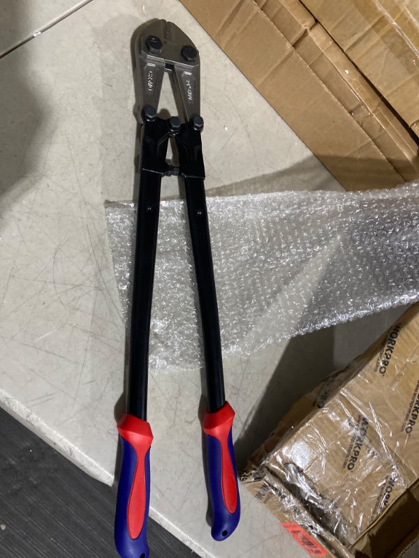 Photo 1 of WORKPRO W017006A Bolt Cutter, Bi-Material Handle with Soft Rubber Grip, 24", Chrome Molybdenum Steel Blade & Master Lock Outdoor Combination Lock, Heavy Duty Weatherproof Padlock, M175XDLF 24" Bolt Cutter + Combination Lock