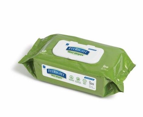 Photo 1 of 2 PACK(200 PIECES TOTAL) Medline FitRight Aloe Personal Wipes Unscented, Soft Pack with Flip Top 100Ct
