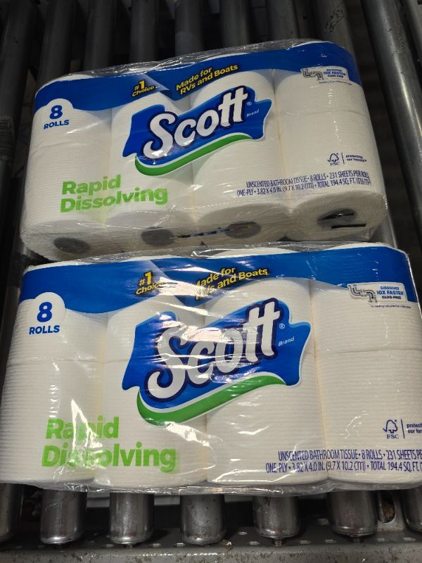 Photo 2 of 2 PACK (16 PIECES TOTAL) Scott Rapid Dissolving Toilet Paper 8 Rolls