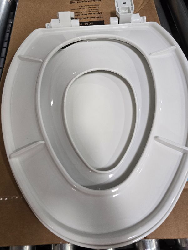 Photo 2 of *READ NOTES* Mayfair Little2Big Never Loosens Elongated Plastic Childrens Potty Training Toilet Seat with Slow Close Hinge - White