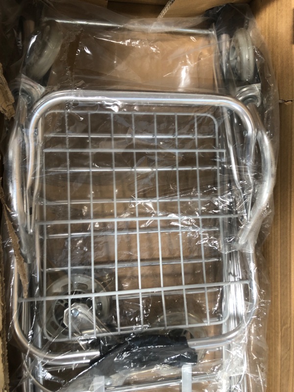 Photo 1 of Folding Shopping Cart with Wheels 360 Degree Rolling Swivel Grocery Cart with Removable Oxford Cloth Liner Climber Cart for Groceries Luggage Laundry,Trolley for Stair, Laundry, Travel