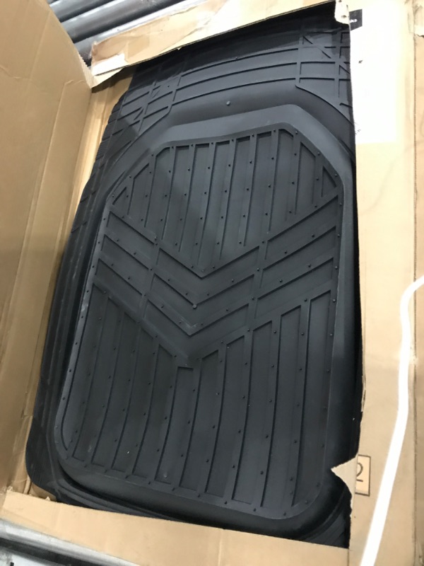 Photo 2 of Amazon Basics 4-Piece All-Weather Protection Heavy Duty Rubber Floor Mats Set with Cargo Liner for Cars, SUVs, and Trucks?Black,Universal Trim to Fit Black Thick Heavy Duty Rubber 4-Piece