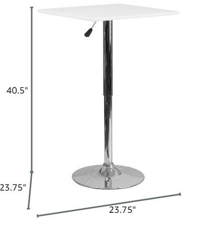 Photo 3 of (READ FULL POST) Flash Furniture 23.75'' Square Adjustable Height White Wood Table (Adjustable Range 33'' - 40.5'')