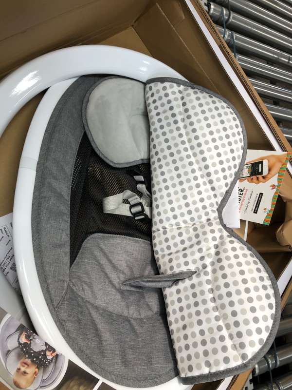 Photo 3 of ***USED - MISSING POWER CORD - UNABLE TO TEST***
Munchkin Bluetooth Enabled Lightweight Baby Swing with Natural Sway in 5 Ranges of Motion, Includes Remote Control