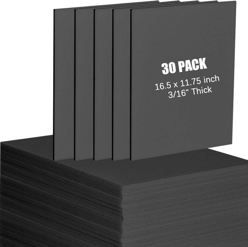 Photo 1 of [30Pcs] A3 Black Foam Board 16.5" x 11.75" Black Foam Core Board 3/16" Thick Poster Board Black Foam Backing Boards for Crafts Making Art Presentations
