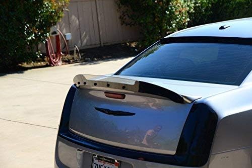 Photo 1 of 2-Piece Rear Wicker Bill Spoiler for 2005-2010 Chrysler 300SRT, Add-on Type Rear Trunk Spoiler Wing with RivNut Tool, gurney Flap Spoiler Gloss Black