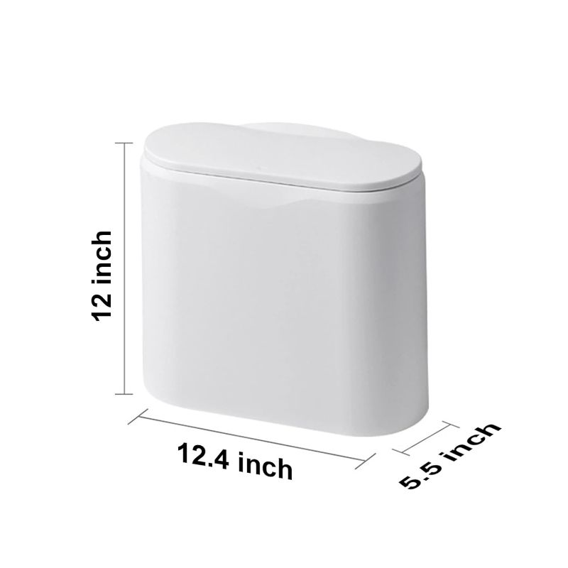 Photo 3 of (READ FULL POST) 12L Trash Can Wastebasket with Press Type Lid,Rectangular Plastic Dog Proof Wastebasket Trash Can for Bathroom, Bedroom, Home Office
