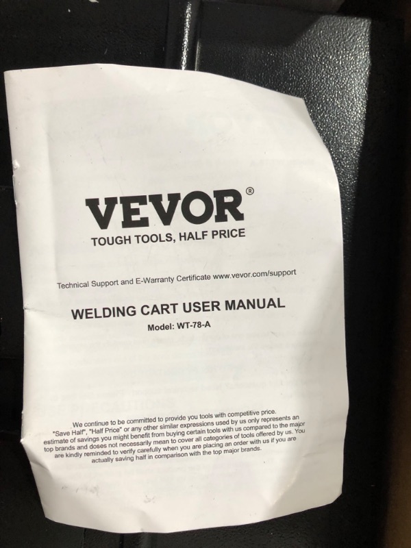 Photo 4 of ***NONREFUNDABLE - NOT FUNCTIONAL - FOR PARTS ONLY - SEE COMMENTS***
VEVOR 2-Tier 4 Drawers Welding Cart, Welder Cart with 265LBS Static Weight Capacity, 360° Swivel Wheels, Tank Storage Safety Chains, Heavy Duty Rolling for Mig Welder and Plasma Cutter