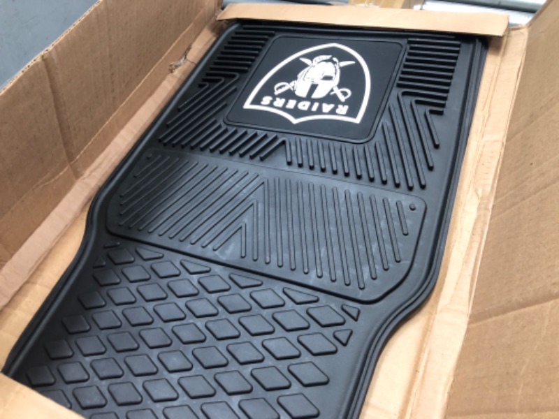 Photo 2 of FANMATS 8774 Las Vegas Raiders 2-Piece Heavy Duty Vinyl Car Mat Set, Front Row Floor Mats, All Weather Protection, Universal Fit, Deep Resevoir Design