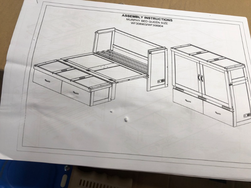 Photo 1 of Queen Size Murphy Bed and Storage Drawers and USB Port, Space-Saving Wall Bed with Storage,Murphy Bed for Living Room