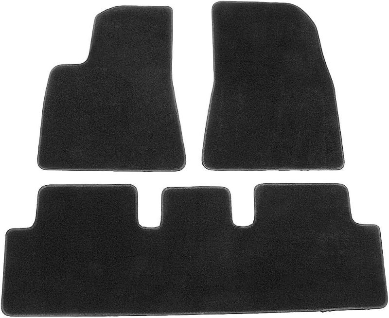 Photo 1 of IKON MOTORSPORTS, Floor Mats Compatible with 2017-2023 Tesla Model 3, Nylon All Seasons Weather Interior Carpets Black Full Set Front and Second Row
