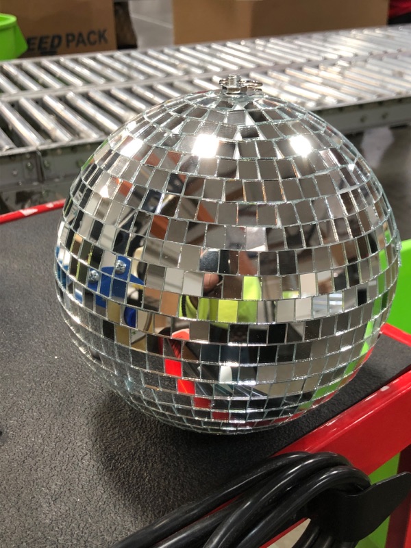 Photo 1 of 24 Inch Large Disco Ball Decorations, 70's 80's 90's Silver Rotating Glass Mirror Ball with Hanging Ring, for Outdoor Ceiling Mount DJ Club Lighting Holiday Easter Party
