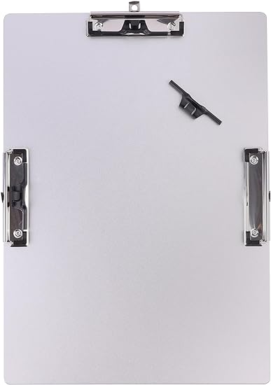 Photo 2 of 11x17 Metal Aluminum Clipboard with Pen Holder,Ledger/A3/Legal Size Vertical Clipboard,School Supplies Drawing Board with Three 304 Stainless Steel Clips
