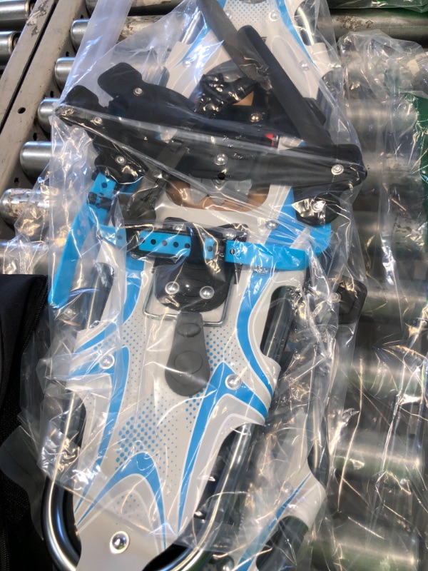 Photo 3 of 14/17/21/25/30 Inches Lightweight Snowshoes with Toe Box and Heel Lift, 3-in-1 Aluminum All-Terrain Snow shoes Kit with Adjustable Trekking Poles and Heavy-Duty Carrying Tote Bag for Women Men and Kid Light Blue (with heel lift) 25"(Up to 180lbs)