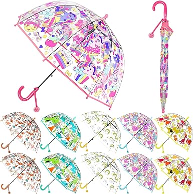 Photo 1 of 12 Pack Kids Clear Bubble Umbrella Dome Bubble Umbrella for Rain Unicorn Umbrella Kid Safety Transparent Dome Bubble Umbrella for Toddler Boys Girls Gift Party Favor, 6 Styles
