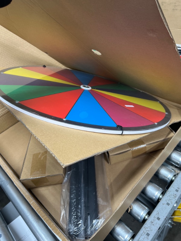 Photo 2 of 24 Inch Dual Use Spinning Prize Wheel 14 Slots Color Tabletop and Floor Roulette Wheel of Fortune, Spin The Wheel with Dry Erase Marker and Eraser Win The Fortune Spinner Game for Carnival Trade Show 24 Inch Adjustable Heavy Duty Prize Wheel