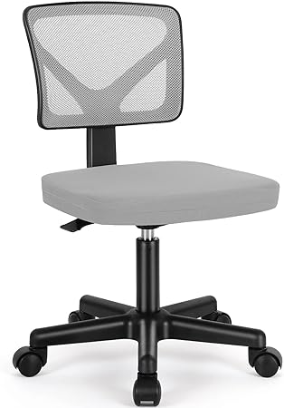 Photo 1 of Sweetcrispy Office Computer Desk Chair, Ergonomic Low-Back Mesh Rolling Work Swivel Chairs with Wheels, Armless Comfortable Seat Lumbar Support for Home,Bedroom,Study,Student,Adults, Grey
