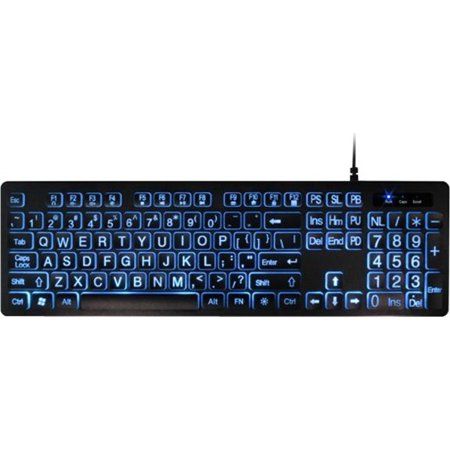 Photo 1 of Aluratek Large Print Tri-color USB LED Backlit Illuminated Keyboard (akbled01fs)
