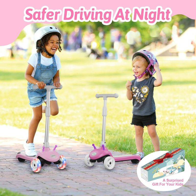 Photo 4 of (READ FULL POST) Electric Scooter for Kids Gobazaar, LED Light-up Wheels, 3 Height Adjustable, C-Shaped Handle, Lean-to Steer Design, 3 Wheel Scooter for Kids 2-8Y, Best Children's Gifts Pink