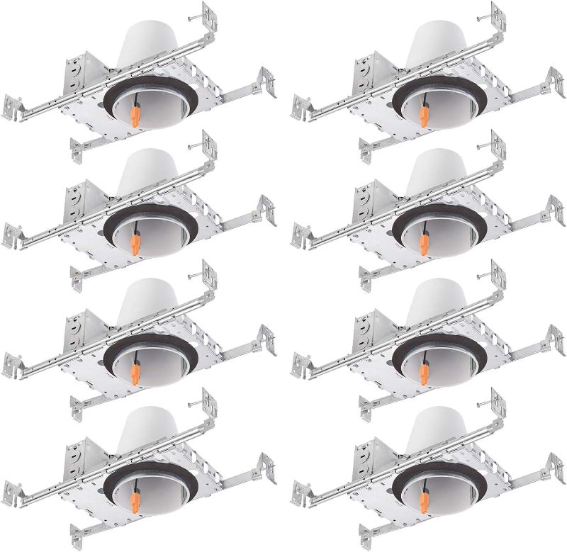 Photo 1 of 4 Inch New Construction Recessed Can, Air Tight IC Housing, with TP24 Connector and E26 Socket, UL-Listed, 8-Pack