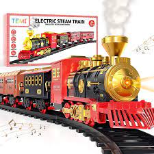 Photo 1 of ***USED - LIKELY MISSING PARTS - UNABLE TO VERIFY FUNCTIONALITY***
TEMI Train Set with Steam Engine, Cargo Car and Long Track for Toddlers 3-5, Rechargeable Battery Operated Play Red Train Toys with Smoke, Light & Sounds, Gift for Kids, Boys & Girls 4-7 Y