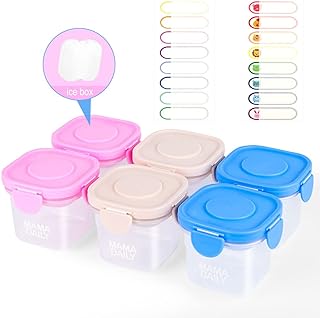 Photo 1 of 6 Set 5 Oz Baby Food Containers Freezer Safe with Ice Packs 5h Fresh & 16 Baby Bottle Labels for Daycare, Small Plastic Containers with Lids for Toddler & Infants, Microwave & Dishwasher Friendly
