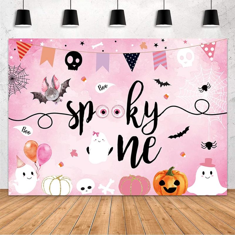 Photo 1 of MEHOFOND 7x5ft Spooky One Backdrop Halloween 1st Birthday Backdrop for Girl Halloween Boo 1st Birthday Party Decorations Supplies Banner Photography Background Banner Cake Table Photo Booth Props
