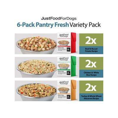 Photo 1 of *8/29/2024* JustFoodForDogs Pantry Fresh Beef, Chicken & Turkey Variety Pack Dog Fresh Food, 12.5-oz Bag, Case of 6