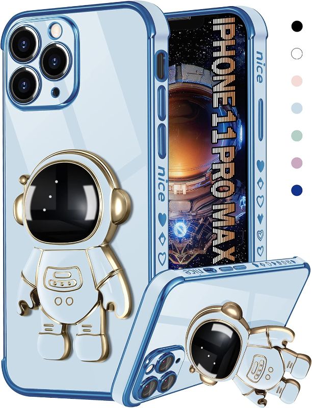 Photo 1 of for iPhone 11 Pro Max Case Astronaut Cute for Women Girls Girly Unique Blue Phone Cases with Astronaut Hidden Stand Kickstand 6D Design Cover for iPhone 11 ProMax 6.5 inch
