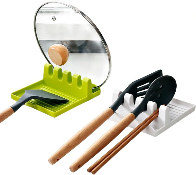 Photo 1 of 2 Pack Utensil Rest for Stove Top, Spatula/Ladle/Spoon Rest with Drip Pad & Pot Lid Holder Stand for Kitchen, Cooking Utensil No Drip Holder
