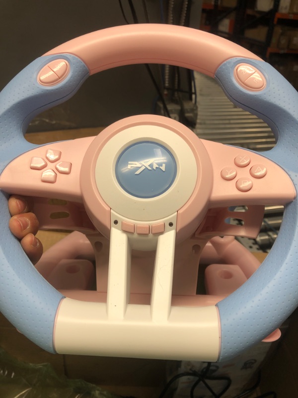 Photo 4 of PXN V3II Racing Wheel - Gaming Steering Wheel for PC, 180 Degree Driving Wheel Volante PC Universal Usb Car Racing with Pedal for PS4, PC, PS3, Xbox Series X|S, Xbox One(pink)
