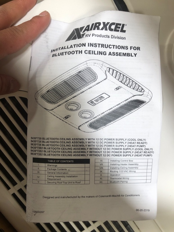 Photo 1 of Coleman Mach AC Ceiling Assembly 9430-720 White Non Ducted Bluetooth
