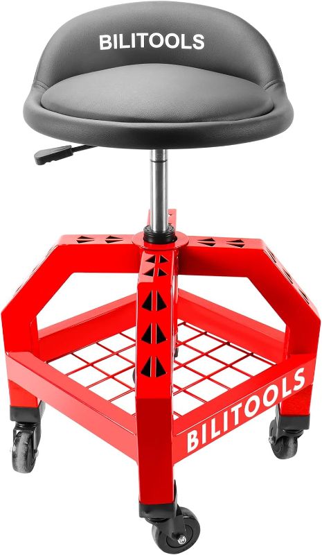 Photo 1 of ***SEE NOTES*** BILITOOLS Adjustable Shop Stool, Rolling Garage Mechanic Stool with Wheels 300LBS Capacity 16 inch Oversized Shop Chair